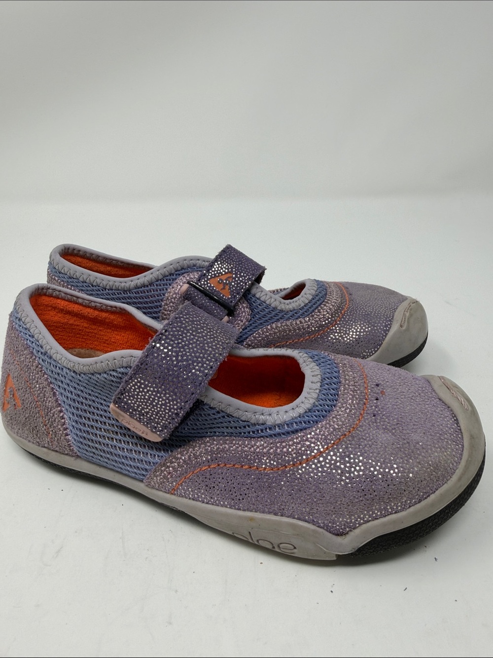 PLAE Kids Emme Mary Jane Sneakers in Lavender and Orange